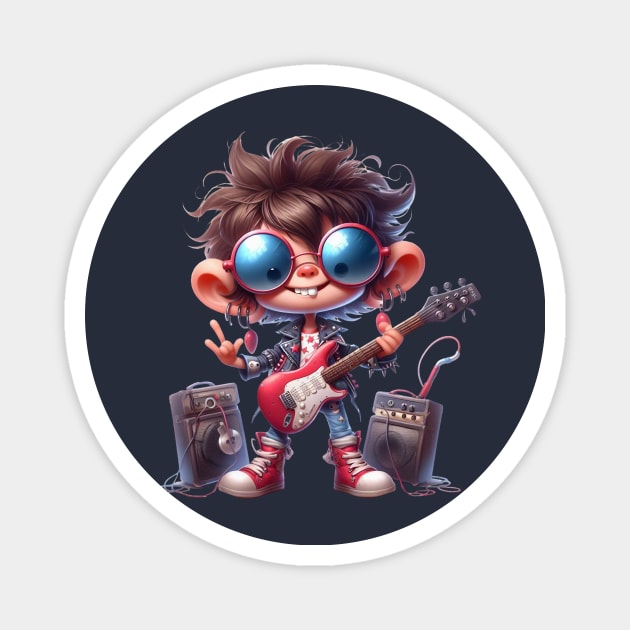 Cute Rockstar Illustration Magnet by Dmytro